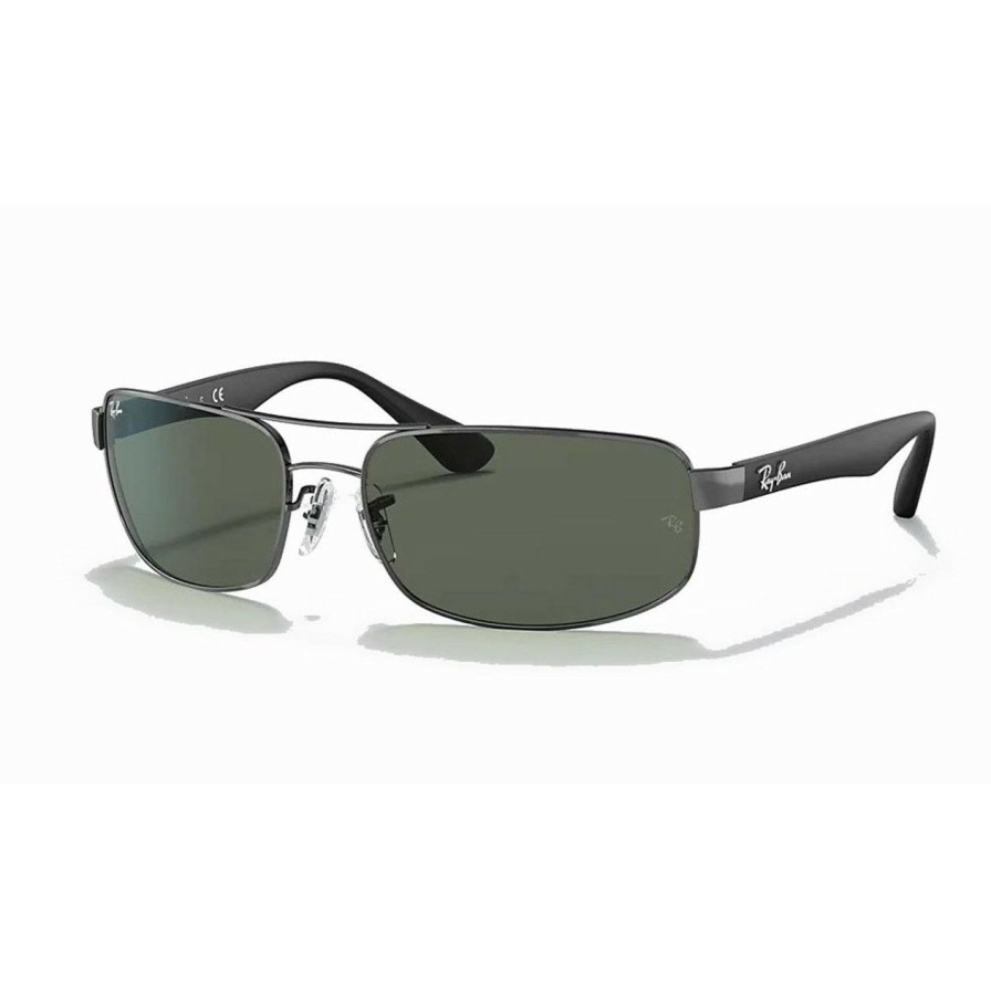 * Ray-Ban Best Choice Rb3445 Gunmetal Black/Green Solid Color | Men'S Sunglasses