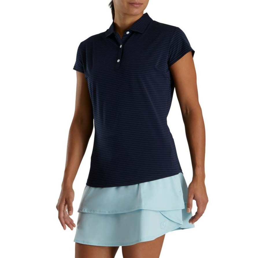 * Footjoy Sale Online Women'S Cap Sleeve Tonal Stripe Polo | Women'S Golf Shirts