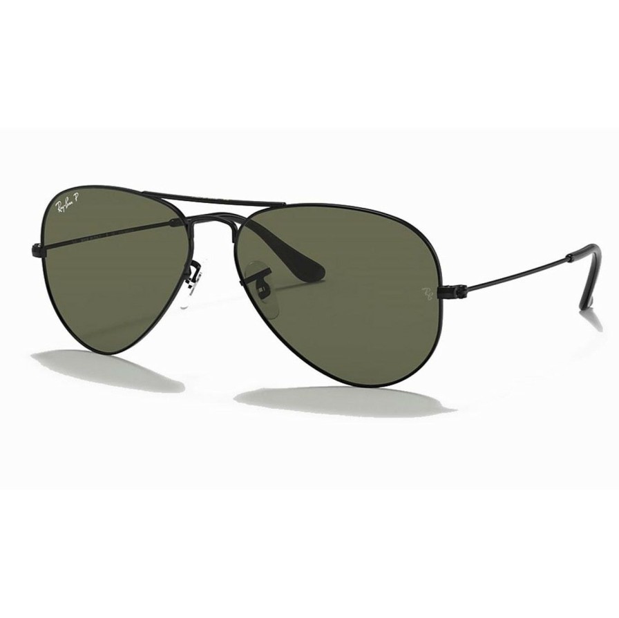 * Ray-Ban Special Style Aviator Classic Black/ Polarized Green Solid Color | Men'S Sunglasses