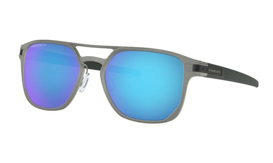 * Oakley Tendy Style Latch Alpha Sunglasses Matte Light Gunmetal/Prizm Sapphire Polarized | Men'S Sunglasses