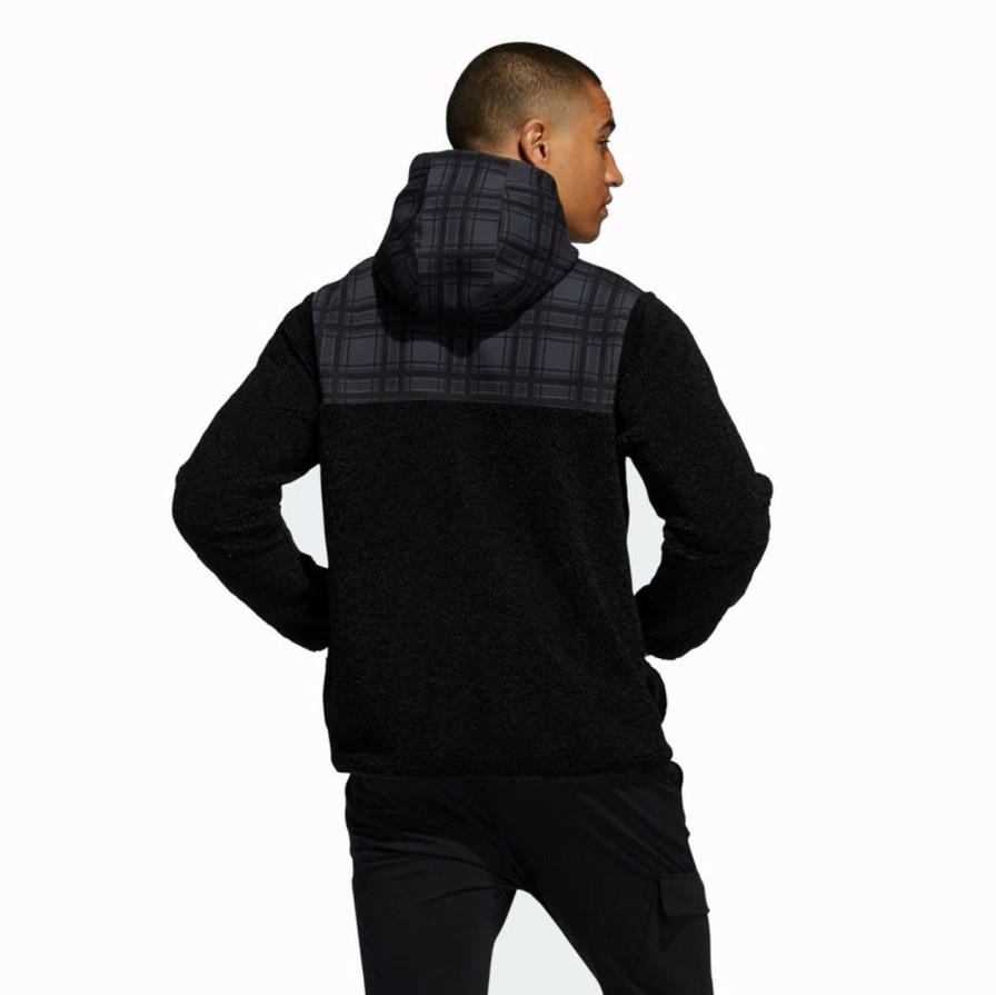 * Adidas Gift Selection Adicross Sherpa Plaid 1/4 Zip Sweater | Golf Outerwear