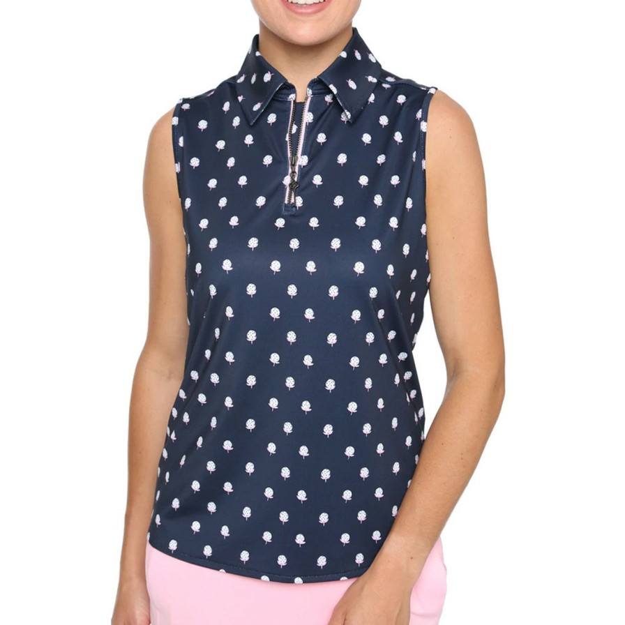 * Belyn Key New Arrivals Women'S Zip Keystone Sleeveless Polo | Women'S Golf Shirts