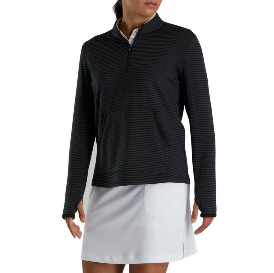 * Footjoy Top Sellers Women'S Half-Zip Tonal Stripe Mid-Layer | Women'S Golf Outerwear