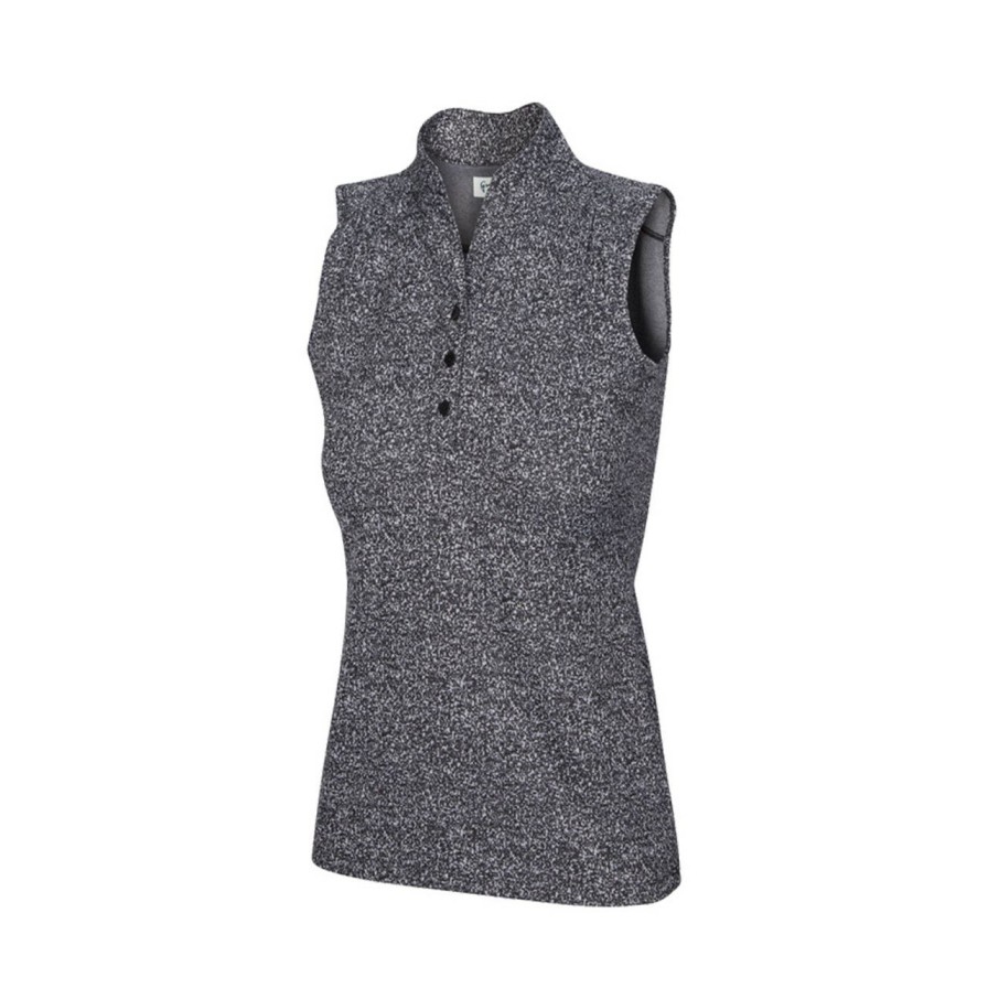 * Greg Norman Premium Women'S Heathered Dot Sleeveless Polo | Women'S Golf Shirts